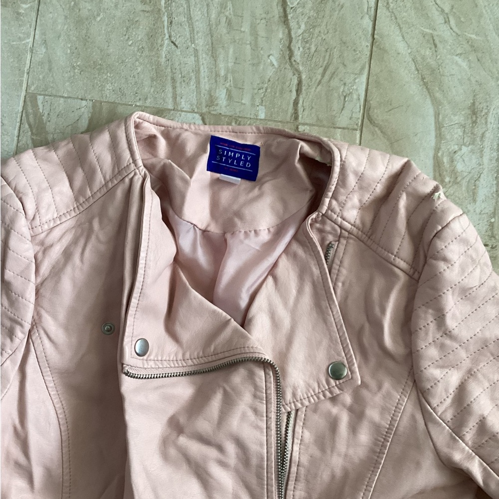 Simply Styled Pink Leather Jacket Fashionable Outerwear